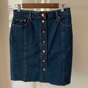 Denim Button-Front Skirt